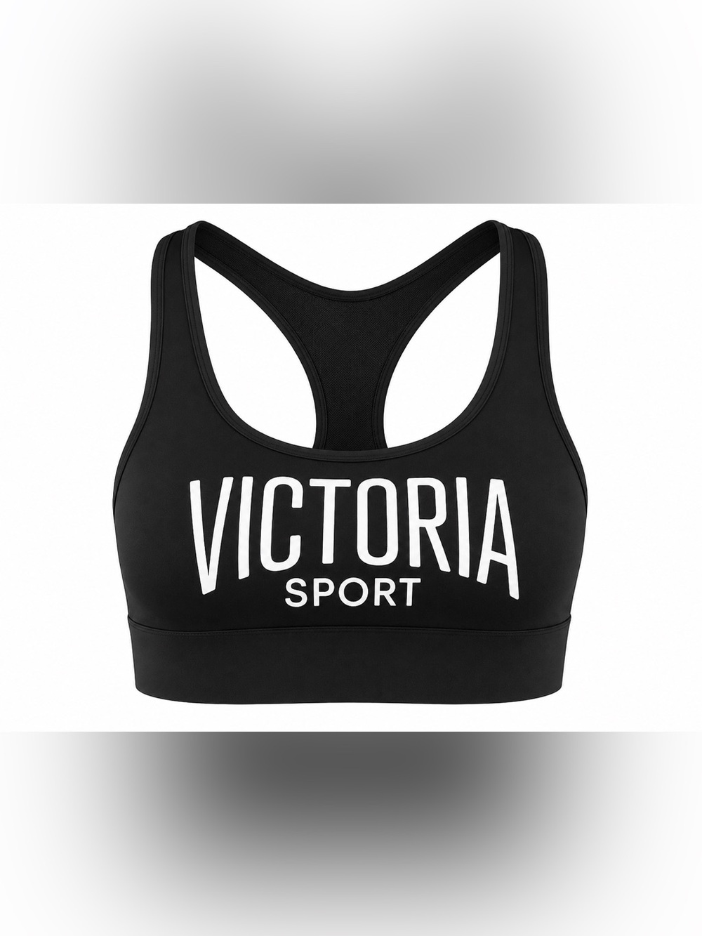 Victoria Sport Logo Racerback Black Sports Bra